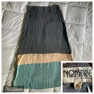 Nombre Los Angeles Colorblock Maxi Skirt Womens M Silk? California Casual Beachy